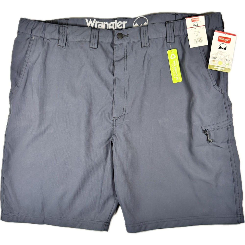 NWT Wrangler Performance Shorts Mens 46 Gray Relaxed Fit